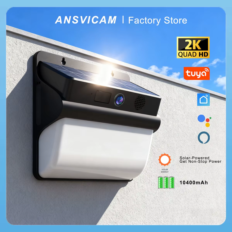 Tuya 5MP Solar Security Camera 2K Wireless Outdoor CCTV Wire-Free Built-in Batte