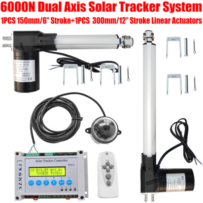 LCD Dual Axis Solar Tracker 6000N Linear Actuator Tracking Controller Track Kits