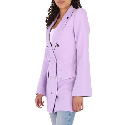 Pre-owned Papa Filles A  Ladies Purple Wool Double Breasted Long Coat, Brand Size 0