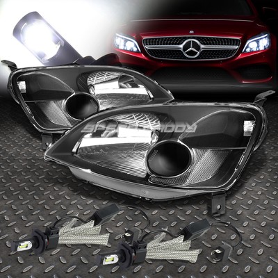 ЧЕРНАЯ ФАРА В КОРПУСЕ + ПРОЗРАЧНЫЙ УГОЛ + БЕЛАЯ СВЕТОДИОДНАЯ СИСТЕМА 6000K ДЛЯ 01-03 CIVIC EM