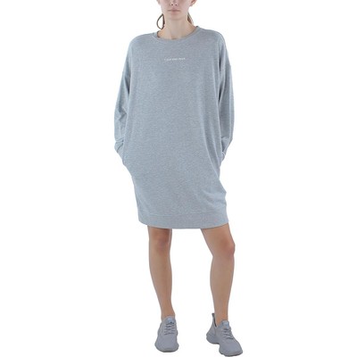 Женское серое мини-платье-толстовка Calvin Klein Jeans в полоску S BHFO 2354