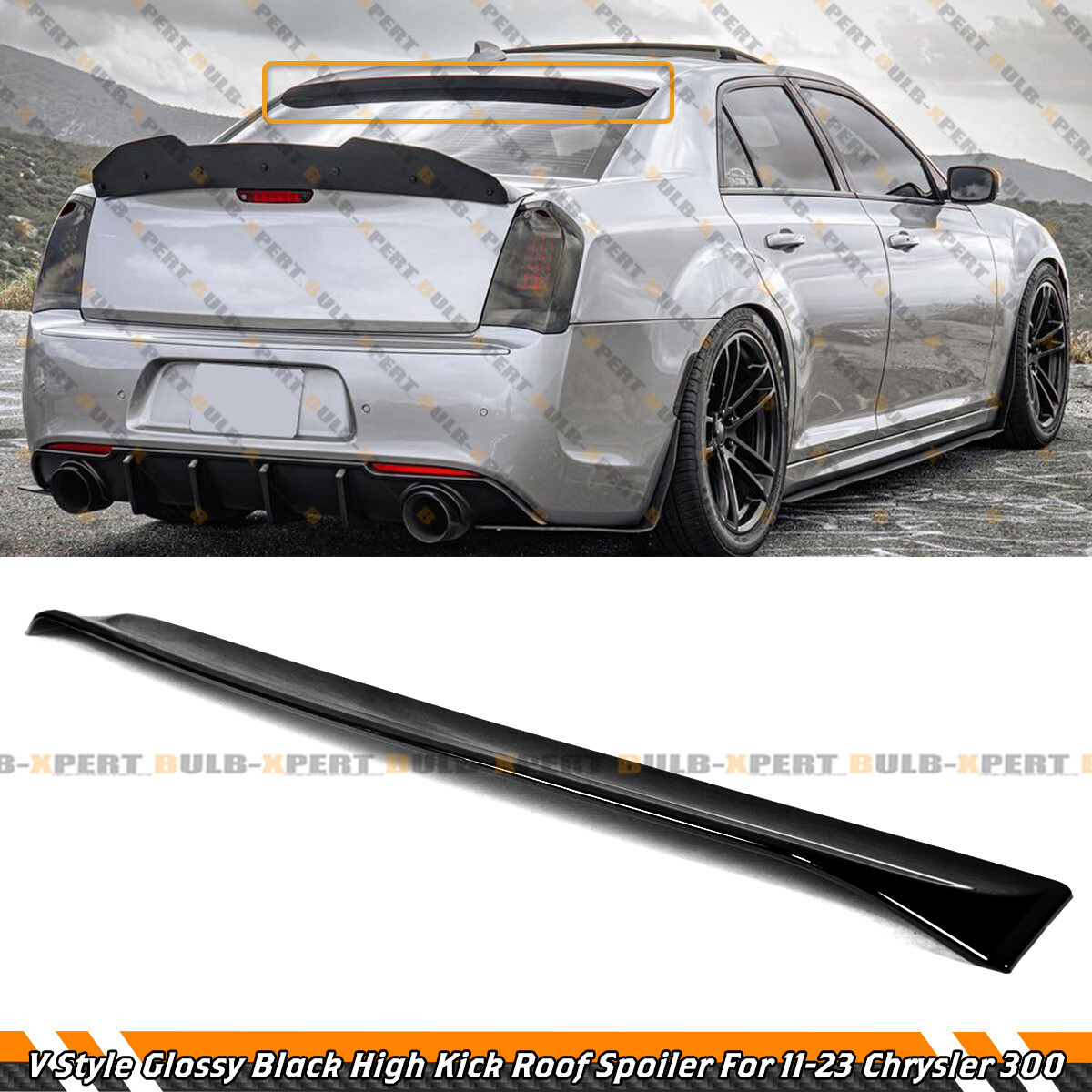 FOR 2011-23 CHRYSLER 300 300S SRT8 V2 STYLE GLOSS BLACK REAR WINDOW ROOF SPOILER