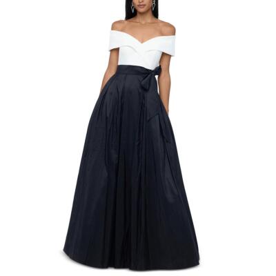 

Женское черно-белое длинное платье макси с цветными блоками Xscape  BHFO 3192, White / black