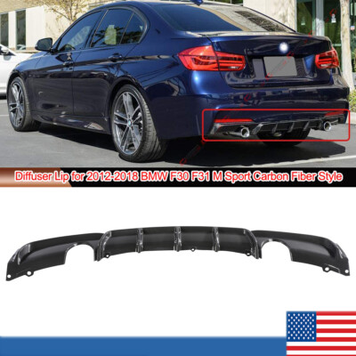 Rear Diffuser Bumper Lip Spoiler For 12-2018 BMW F30 M-Sport Carbon-Fiber Style