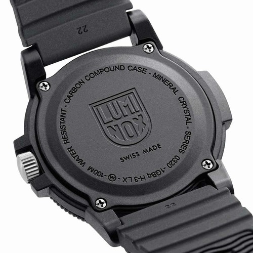 Pre-owned Luminox Men's Watch Sea Turtle Giant Quartz Black Carbon Case Rubber Strap 0321