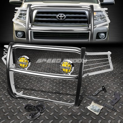 ХРОМИРОВАННАЯ РЕШЕТКА РАДИАТОРА + КРУГЛАЯ ПРОТИВОТУМАННАЯ ФАРА ЯНТАРНОГО ЦВЕТА ДЛЯ ВНЕДОРОЖНИКА TOYOTA SEQUOIA 5DR 08-16