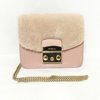 Auth FURLA Metropolis - Pink Beige Beige Leather Mouton Shoulder Bag