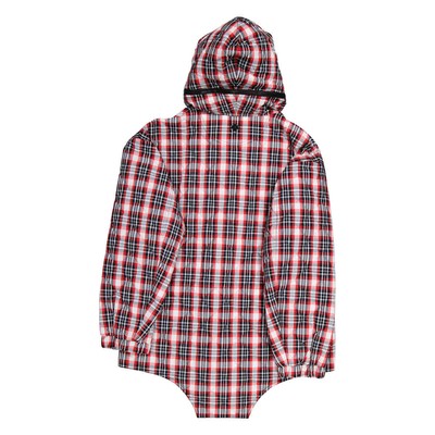 Pre-owned Burberry Bright Red Check Diamond Quilted Cut-out Hem Parka