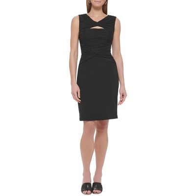 Женское черное платье для коктейлей и вечеринок с рюшами DKNY 10 BHFO 5897