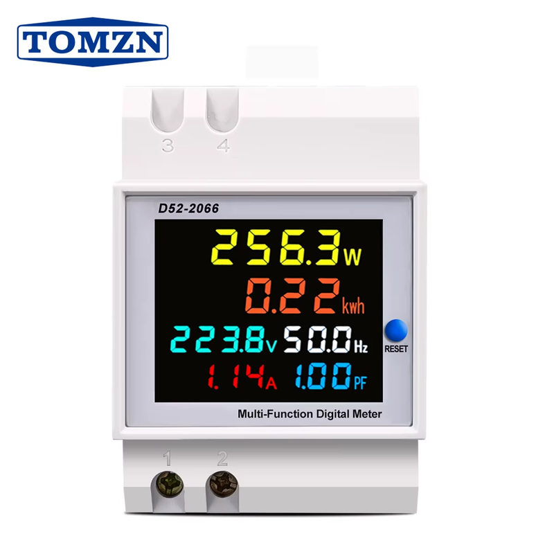6IN1 din rail AC monitor 110V 220V 380V 100A Voltage Current Power Factor Active