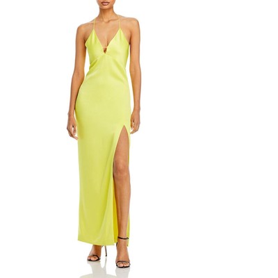 

Женское желтое атласное вечернее платье Alice and Olivia Dakota  BHFO 4325, Желтый