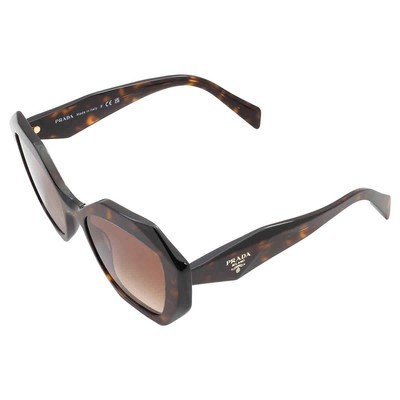 Pre-owned Prada Brown Gradient Geometric Ladies Sunglasses Pr 16ws 2au6s1 53