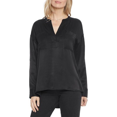 

NYDJ Женская атласная рубашка Henley с разрезом на шее BHFO 3882