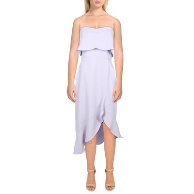 Женское фиолетовое миди-платье Xscape с высокой талией и оборками из искусственной кожи Petites 6P BHFO 7219