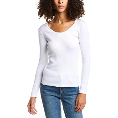 Женская белая футболка James Perse с U-образным вырезом и рубчатой отделкой на бретелях 3 BHFO 4985