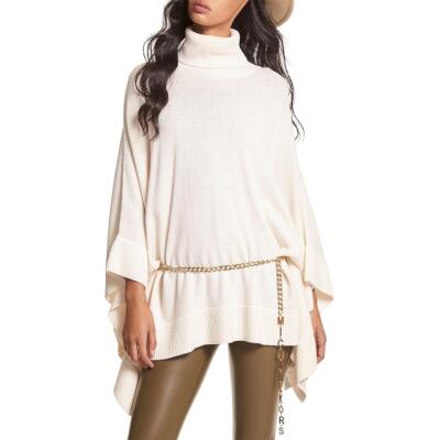 MICHAEL Michael Kors Женский свитер-пончо из полушерстяной ткани цвета слоновой кости, топ S/M BHFO 6559