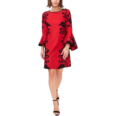 

Женское короткое платье прямого кроя с цветочным принтом MSK Petites BHFO 1288, Red/black