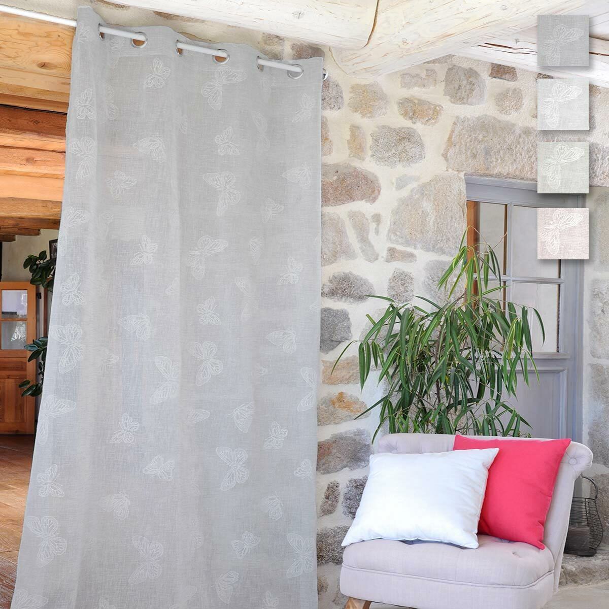 Tenda Arredo Farfalle Flees Con Borchie 135x260 Cm T920 Ebay