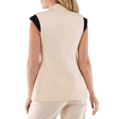 Pre-owned Burberry Ladies Buttermilk Beige Aurelie Tailored Vest