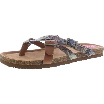 POP Womens Recreat Snake Print Thong Slip On Footbed Sandals Shoes BHFO 8936