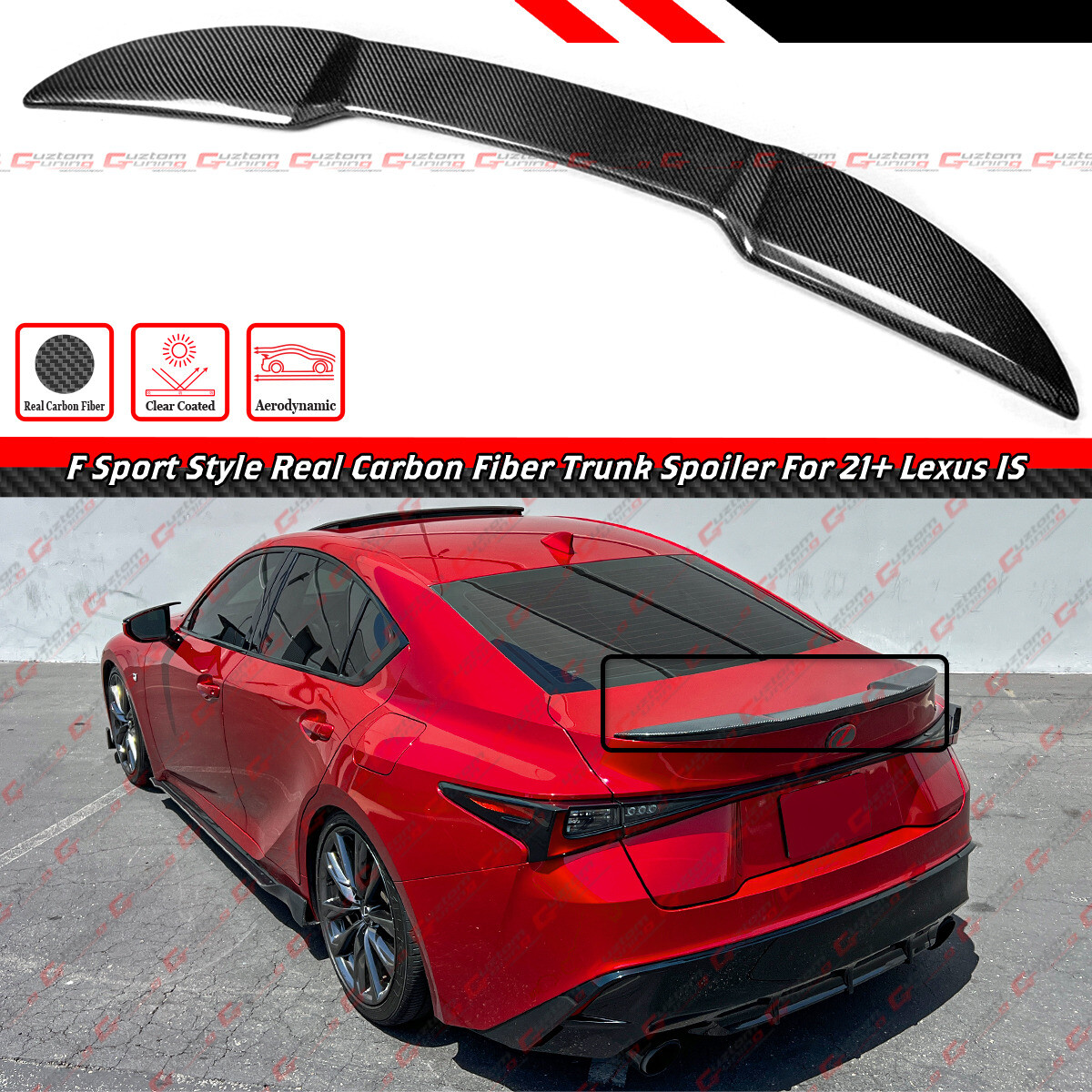 For 2021-2026 Lexus IS300 IS350 F Sport JDM Real Carbon Fiber Trunk Spoiler Wing