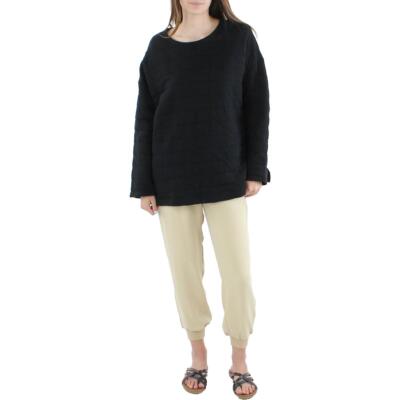 Eileen Fisher Womens Black Boxy Oversized Pullover Top Shirt L BHFO 3127