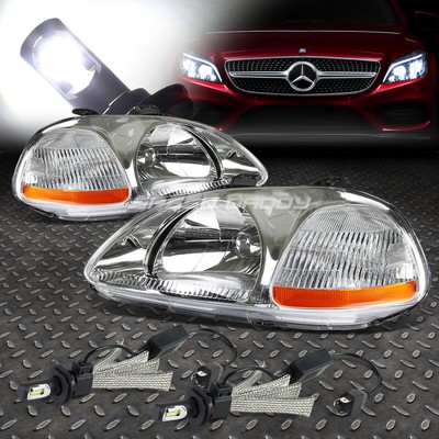 ХРОМИРОВАННЫЙ КОРПУС ФАРЫ С ЯНТАРНЫМ УГЛОМ НАКЛОНА + БЕЛАЯ СВЕТОДИОДНАЯ СИСТЕМА 6000K ДЛЯ CIVIC EJ 96-98