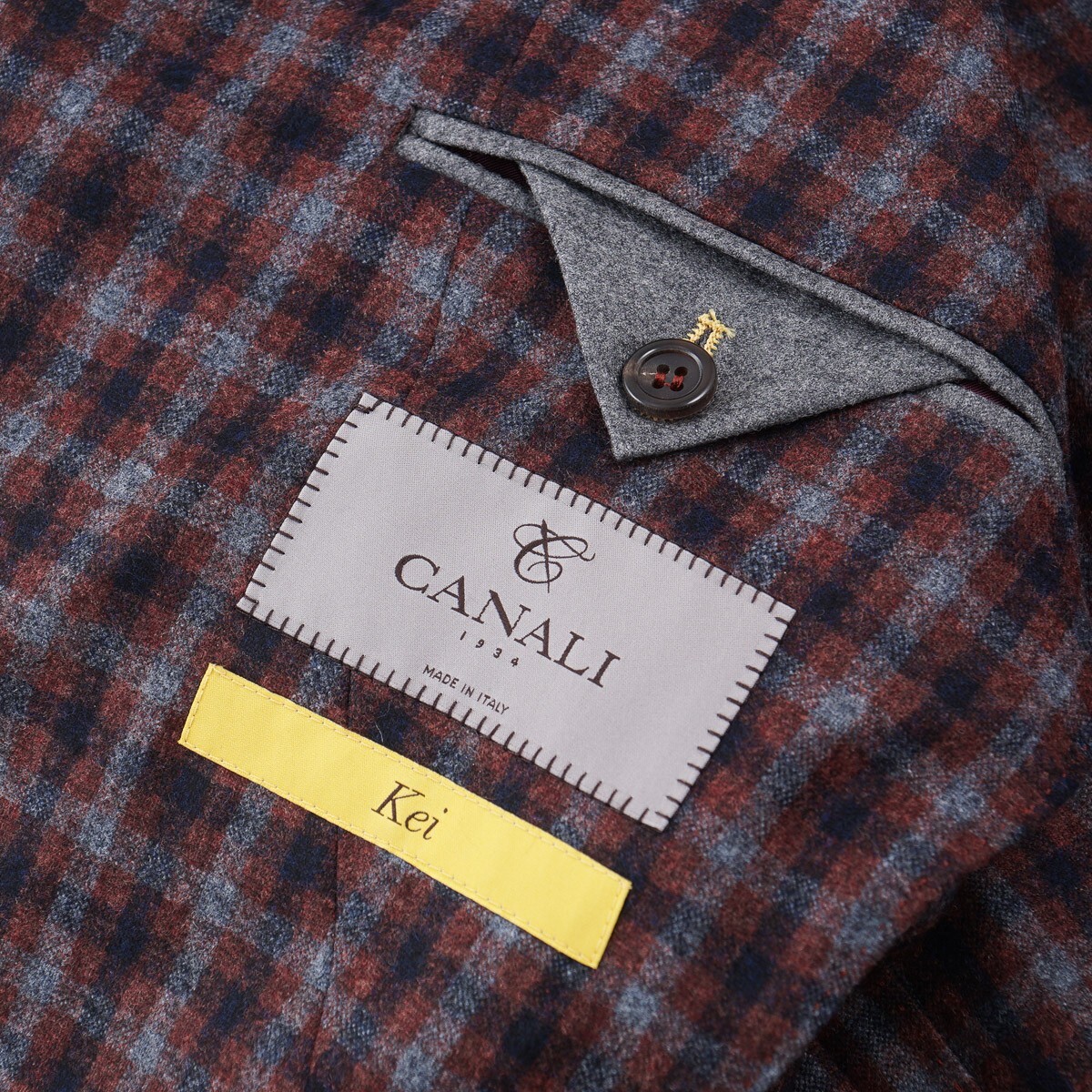 Pre-owned Canali 'kei' Rust-navy-gray Check Soft Flannel Wool Sport Coat 40r (eu 50) In Orange