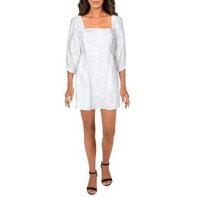 

Женское белое мини-платье с пышными рукавами и пуговицами Danielle Bernstein  BHFO 9225, Белый