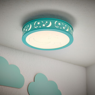LED Deckenleuchte  Kinderzimmer Sternenhimmel Wandlampe türkis 30x30 cm D117*
