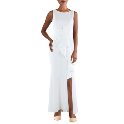 Женское вечернее платье с оборками из крепа цвета слоновой кости Betsy & Adam, платье Petites 10P BHFO 9703