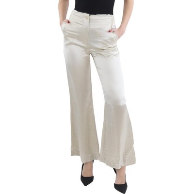 By Malene Birger Womens Beige High Rise Satin Wide Leg Pants 36 BHFO 2302