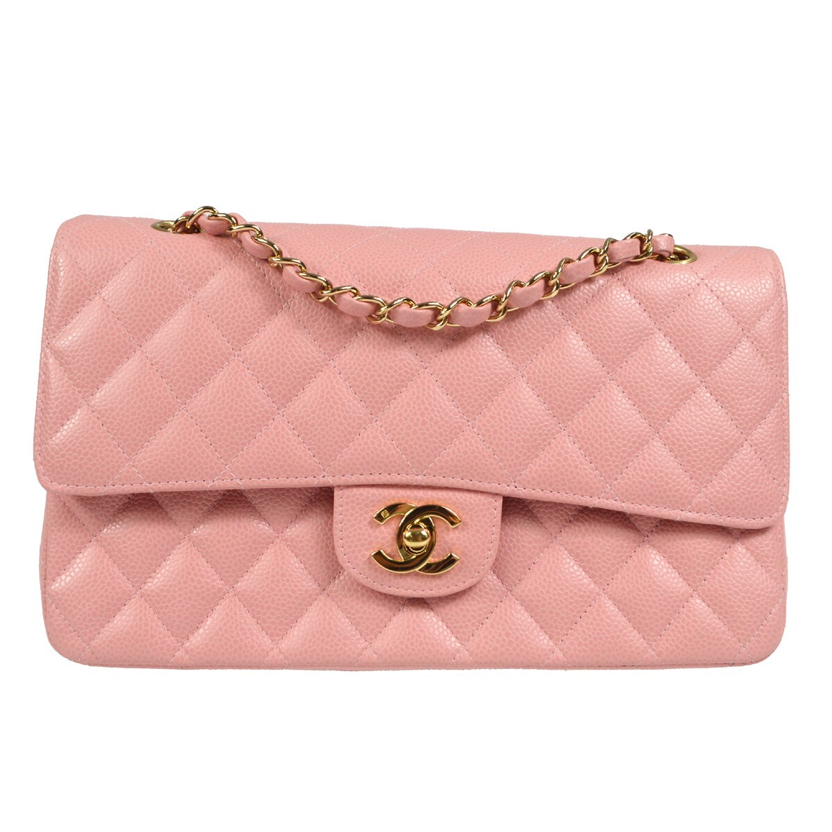バッグ CHANEL Chanel Pink Mini Square Patent Leather Classic Flap Bag