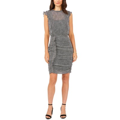 

Женское черное платье-футляр с рюшами и принтом MSK  BHFO 0526, Black/ivory
