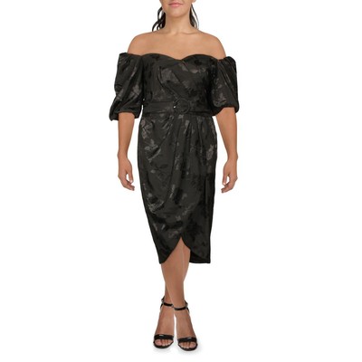 Женское черное коктейльное платье миди с поясом и цветочным принтом в стиле City Chic M BHFO 6560