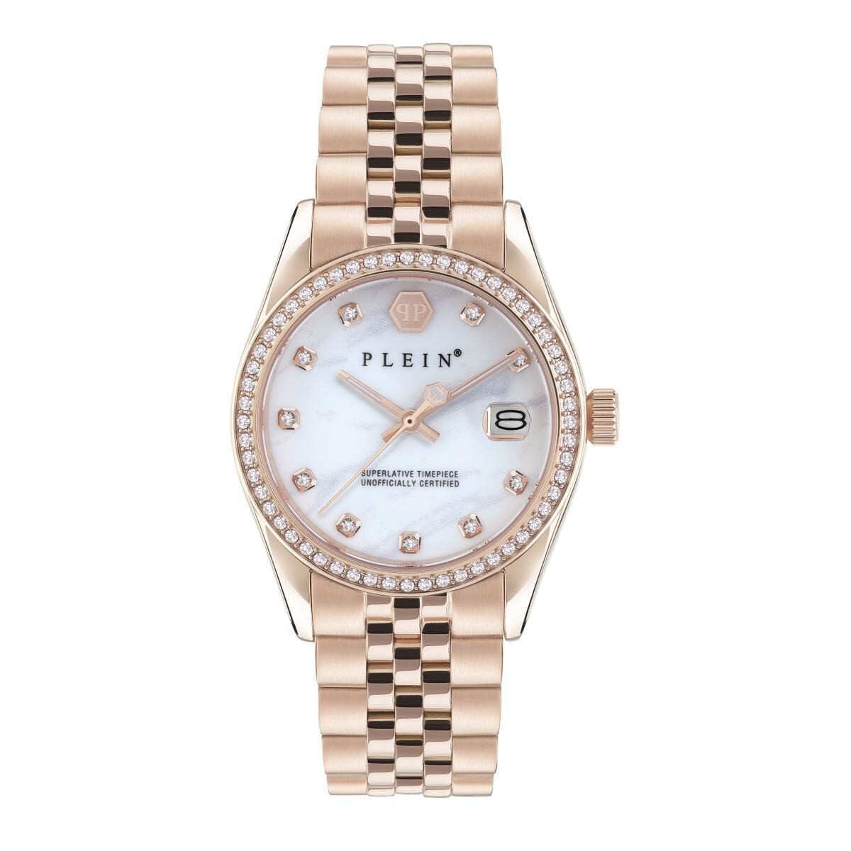 Pre-owned Philipp Plein Analog “date Superlative” Women's Rose-gold Tone Watch - Pwyaa0623