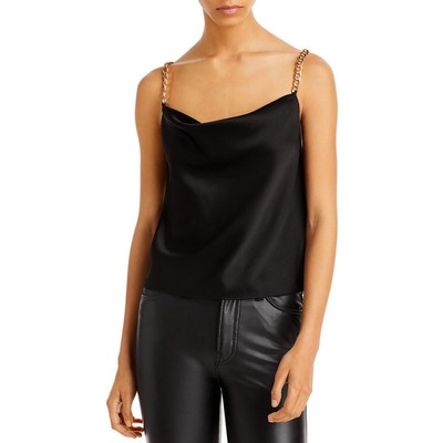 

Женская черная майка с драпировкой и цепочкой Alice and Olivia Harmony,  BHFO 8436, Черный