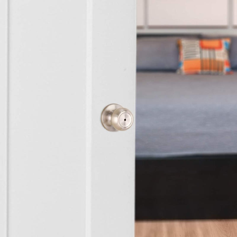 Privacy Door Knob With Lock, Coastal, Satin Nickel