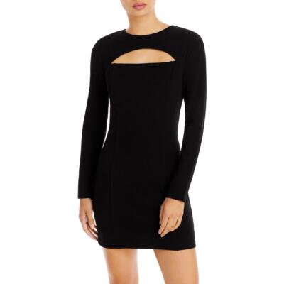 

Женское черное мини-полуформальное платье Aqua для коктейлей и вечеринок с вырезом  BHFO 9982, Черный