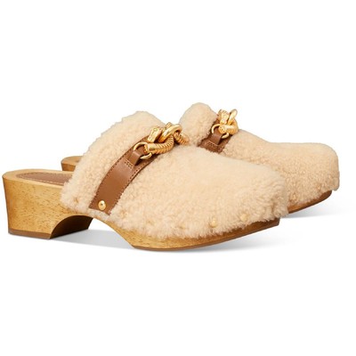 

Женские сабо Tory Burch Jessa Shearling Clog Ivory Clogs 5 Medium (B,M) BHFO 1469, Buttermilk/royal tan, Jessa Shearling Clog