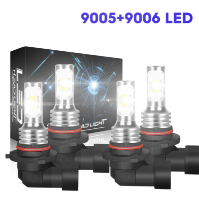 9005 9006 LED Headlight Kit 6500K Combo Bulbs High Low Beam Super Bright White