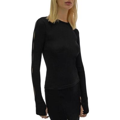 

Helmut Lang Женская вязаная футболка с разрезом и вырезом Рубашка с пуловером BHFO 7114, Черный