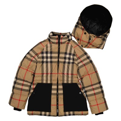 Pre-owned Burberry Recycled Polyester Check Print Puffer Jacket In Multicolor