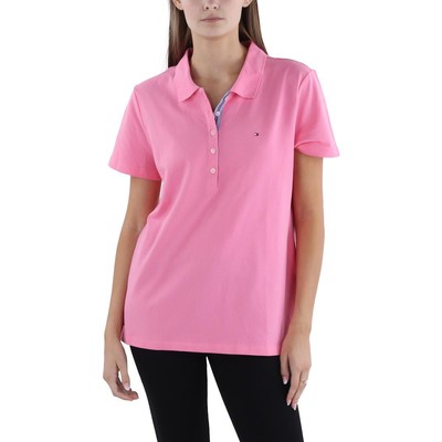 Tommy Hilfiger Womens Pink Logo Collared Short Sleeve Polo Top Shirt S BHFO 2731
