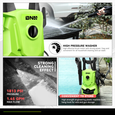 1813 PSI 1.45GPM High Pressure Power Washer Portable Electric Cleaner Machine