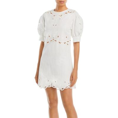 

Derek Lam 10 Crosby Женское платье прямого кроя с вырезом и круглым вырезом BHFO 3931, Soft white