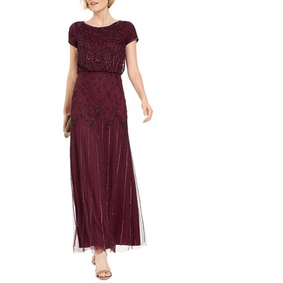 Женское красное вечернее платье Adrianna Papell, расшитое бисером, Gown Petites 10P BHFO 0763