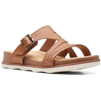 

Женские шлепанцы с пряжкой Clarks Brynn Hope Tan 6 Medium (B,M) BHFO 2568, Light tan leather