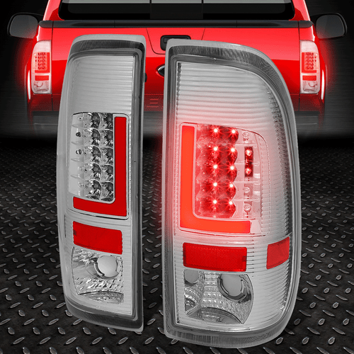 [КРАСНЫЙ L-ОБРАЗНЫЙ 3D СВЕТОДИОД] ДЛЯ 08-16 FORD F250-F550 ЗАДНИЙ ФОНАРЬ, ЗАДНИЕ СТОП-СИГНАЛЫ, ХРОМ