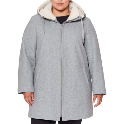 Pre-owned Vince Camuto Womens Wool Hooded Cozy Walker Coat Jacket Plus Bhfo 7477 In Light Grey
